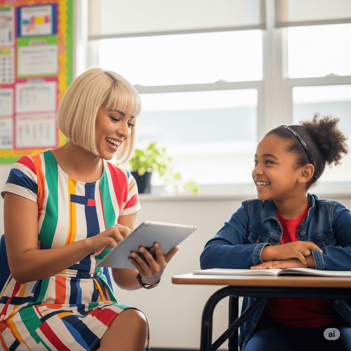 Teacher and child